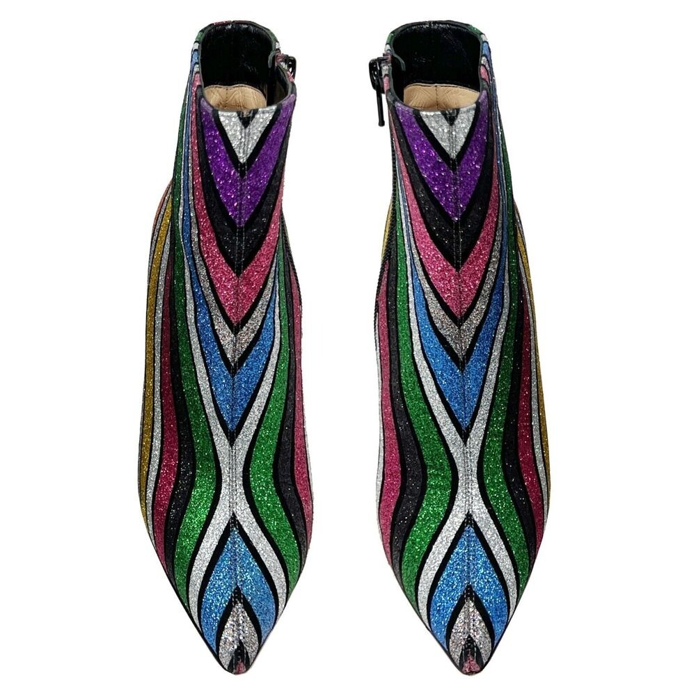 Christian Louboutin So Kate Glitter Stripe‎ Ankle Boots 36.5 - Picture 2 of 9